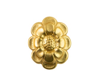 Raw Brass Oblong Daisy Flower Stamping 23x18mm (4)