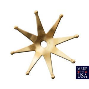 Raw Brass Retro Atomic Star Long Petal Bead Caps 25mm (6) mtl353