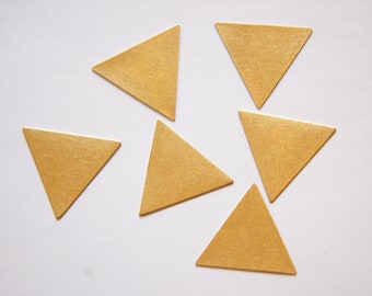 No Hole Raw Brass Flat Triangle Charms Drops 30mm (6) mtl147C