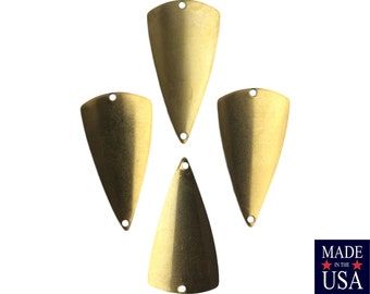 2 Hole Raw Brass Dapped Triangle Connector Pendants (4) mtl363