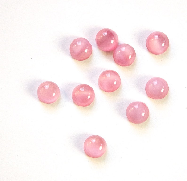 Vintage Pink Moonglow Glass Cabochons 5mm 12 cab840A image 1