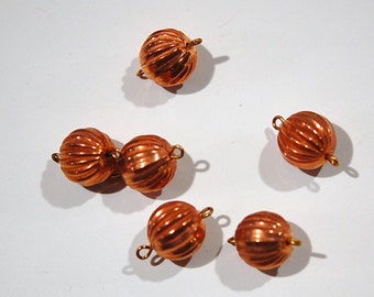 Vintage Copper Plated Acrylic Melon Bead 2 Loop Connectors drp008A