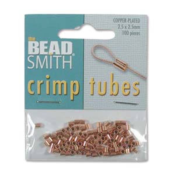 2.50x2.50mm Copper Plated Beadsmith Crimp Tubes 100pcs