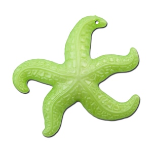 Vintage Large Green Starfish Beads Pendant West German Plastic 45mm (2) bds858A