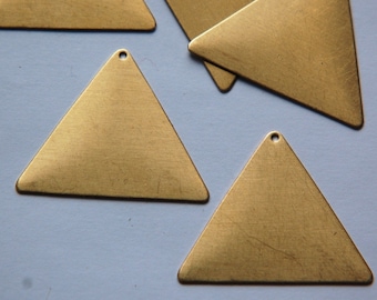 1 Hole Raw Brass Flat Geometric Triangle Pendant Charm (4) mtl145