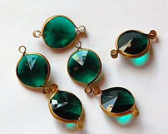 Vintage Emerald Green Acrylic Rivoli Channel Set 12mm 2 Loop chr155A