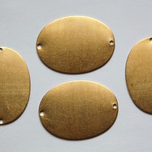 2 Hole Raw Brass Flat Oval Connector Blank Tags (4) mtl138