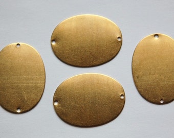 2 Hole Raw Brass Flat Oval Connector Blank Tags (4) mtl138
