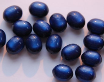 Vintage Blue Oval Moonglow Beads bds794C