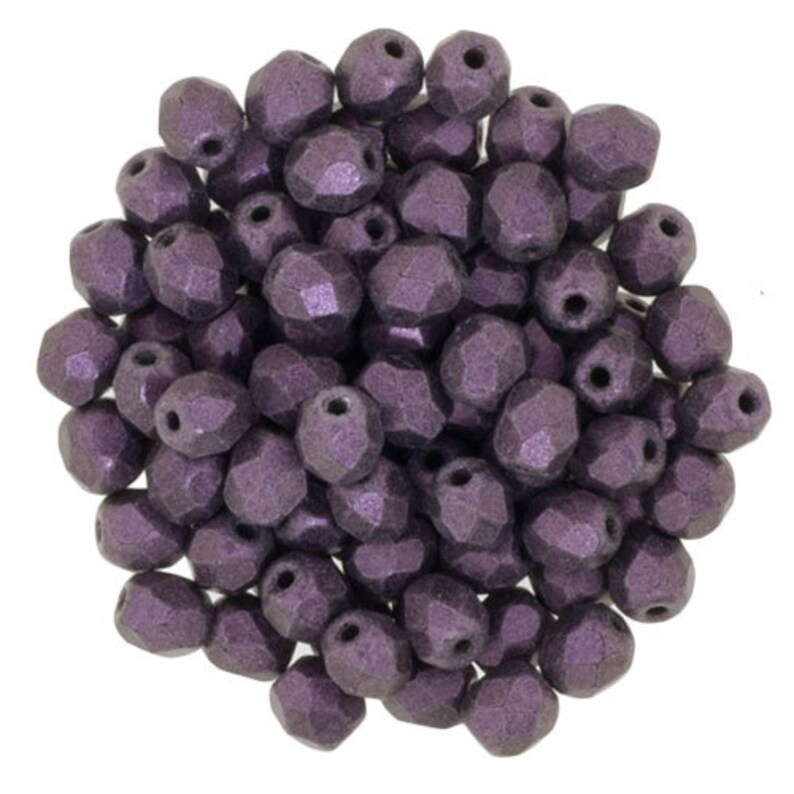 Czech Faceted Metallic Suede Pink Firepolish Glass Beads 4mm 50