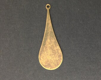 Brass Ox Long Flat Rounded Pendant Drops 36x14mm (6) mtl060C