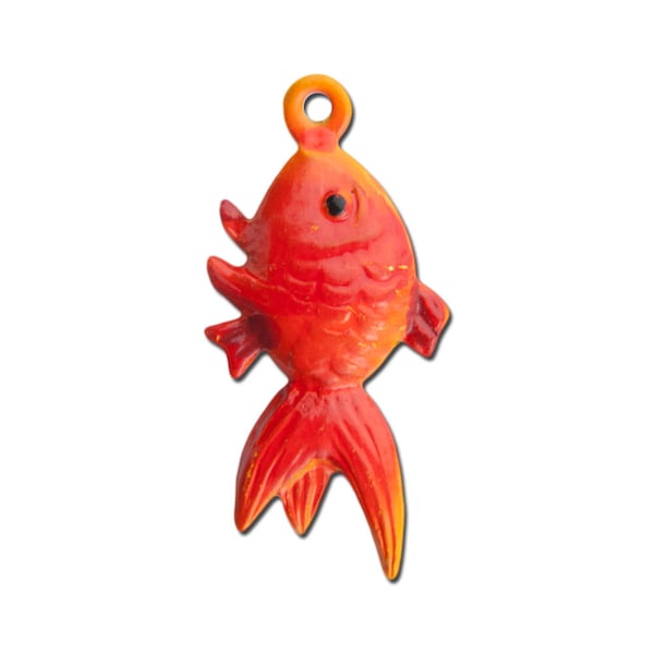 Vintage Metal Orange and Red Fish Charms 23mmx12mm (4) chr176G