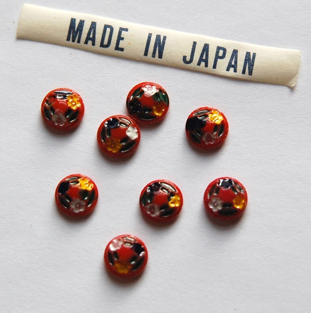 hana ❁ Vintage Red Floral Etched Glass Cabochons Japan 7mm (8) Cab419c - Etsy
