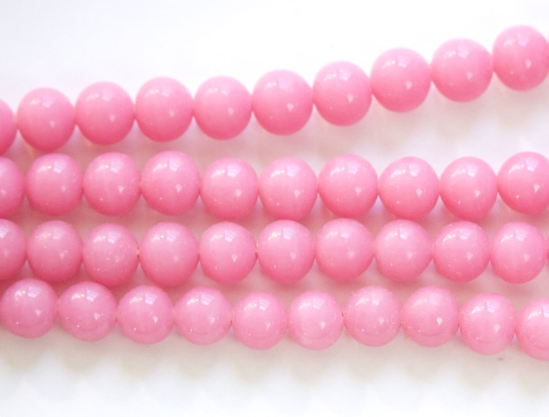 Vintage Opaque Pink Glass Beads Japan 8mm 8 Jpn003l Etsy
