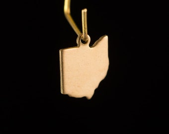 Raw Brass  Ohio Blank State Charm Drops (6) chr228AA