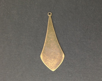 Brass Ox Long Flat Pointed Pendant Drops 39x17mm (6) mtl060D