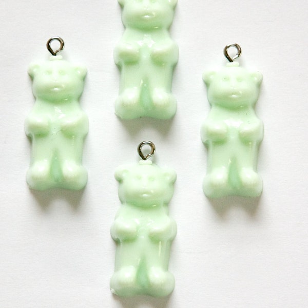 Opaque Mint Green Gummi Bear Charms Drops (4) chr152L