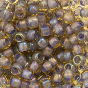 8/0 TOHO ROUND Inside Color Light Topaz / Opaque Lavender Lined Seed Bead (8g)