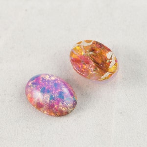 18x13mm Harlequin Fire Opal Glass Oval Cabochons 2 image 3