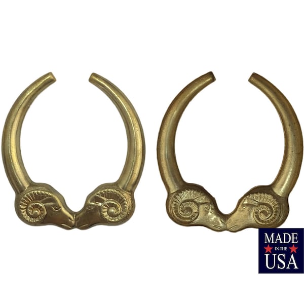 Raw Brass Rams Head Hoop Findings 39x36mm (2) mtl008