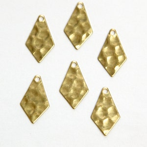 1 Hole Raw Brass Hammered Pointed Teardrop Charms Drops 10 mtl393B image 1