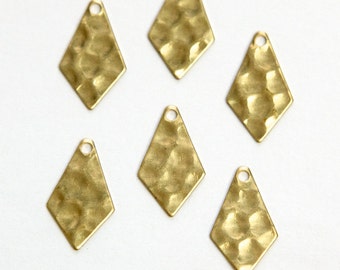 1 Hole Raw Brass Hammered Pointed Teardrop Charms Drops (10) mtl393B