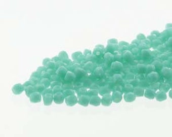 2mm Opaque Green Turquoise True 2 Czech Faceted Fire Polished Glass Beads (2g)
