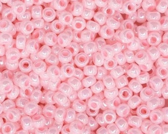 8/0 TOHO ROUND Opaque Lustered Baby Pink Seed Bead (8g)