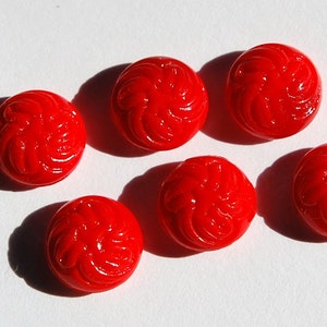 Vintage Red Etched Swirled Top Glass Cabochons 9mm cab038 image 1