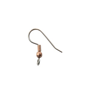 Silver Tone Ear Wires with Copper Bead Adornment (10)