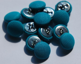 Vintage Light Teal Blue Silk Buttons 13mm (6) btn003A