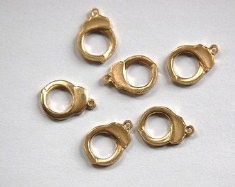Solid Raw Brass Handcuff Charms Drops (6) chr015