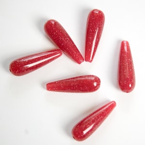 Vintage Berry Rojo con Destellos Lágrima Acrílico Abalorios (6) bds1001F