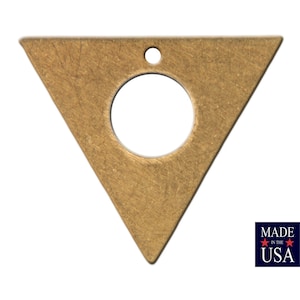 Bottom Hole Center Cutout Brass Flat Triangle Charms Drops 17mm (6) mtl479C