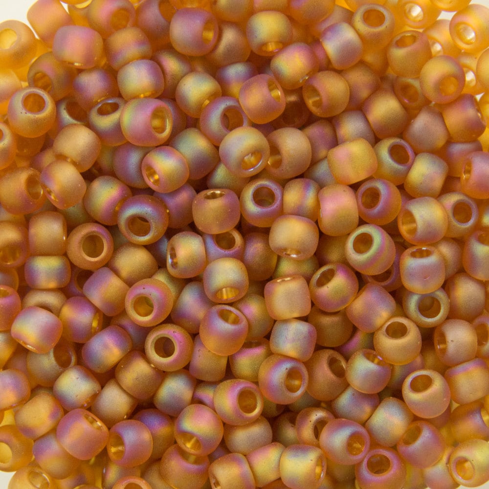 11/0 Japanese TOHO Round Seed Beads Transparent Rainbow-Frosted Dark Topaz 15g 