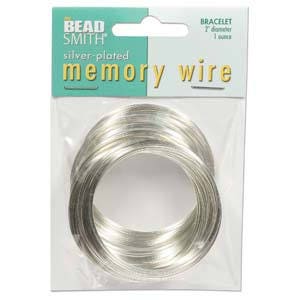 Memory wire, silver-plated stainless steel, 3-5/8 inch necklace,  0.65-0.75mm thick. Sold per 1-ounce pkg, approximately 30 loops. - Fire  Mountain Gems and Beads