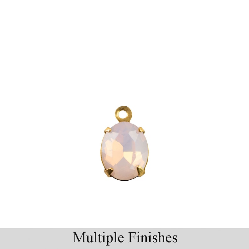 10x8mm Pink Opal Faceted Glass Oval Stone in 1 Loop Setting
