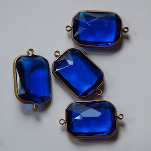 2 Loop Messing Kanal Set facettierten blauen Acryl Charms chr164C