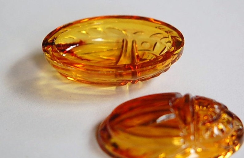 Large Vintage Plastic Amber Topaz Scarab Cabochons cab820C