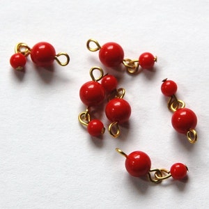 Vintage Acrylic Red Beaded Drops Japan drp020