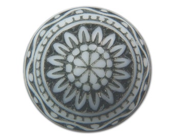 Vintage Etched Mosaic Black and White Cabochons 10mm cab712F