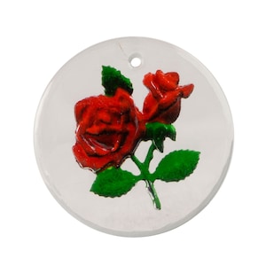 25mm rode roos geëtst glas ronde intaglio hanger (1)