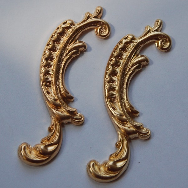 Gold Plated Brass Scrolled Stampings mtl230