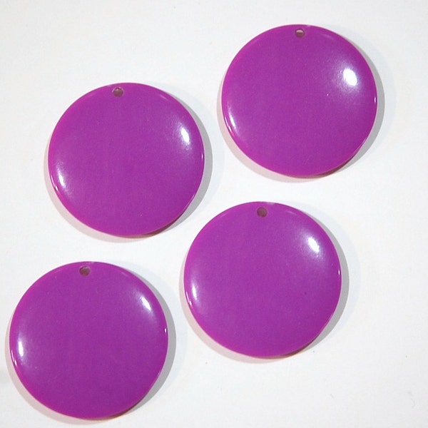 Vintage Acrylic Purple Circle Disc Charm Pendant chr179E