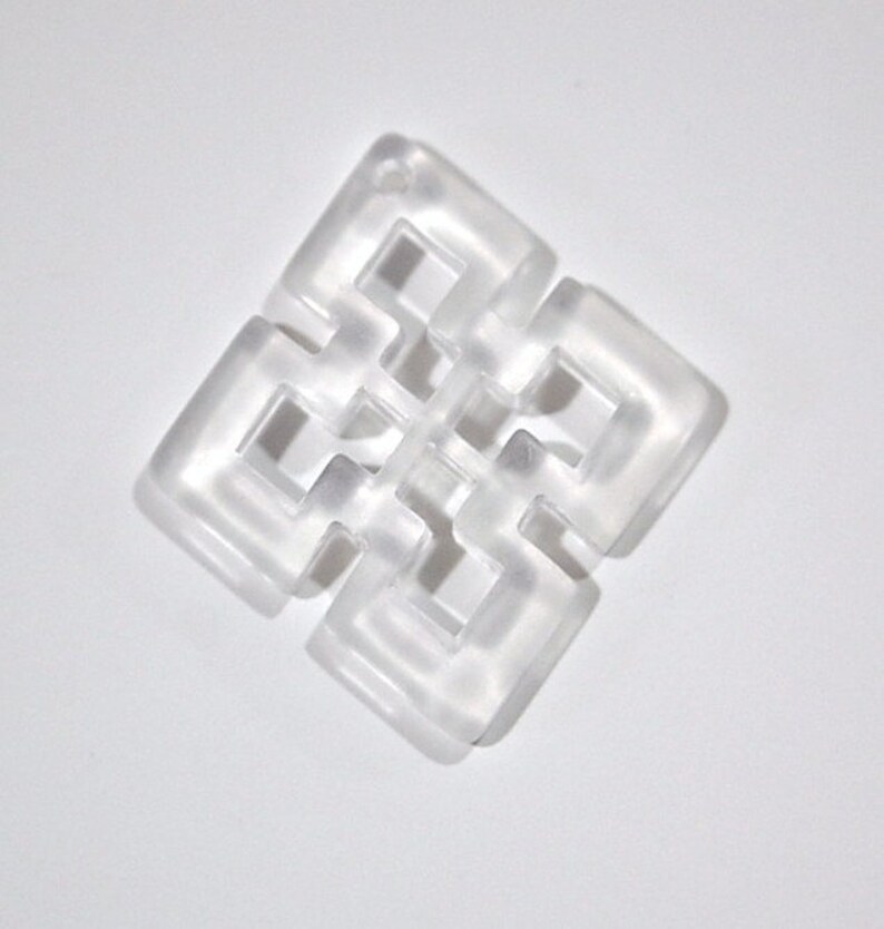 Vintage Matte Crystal Clear Acrylic Cut Out Pendant Charm 2 chr052B