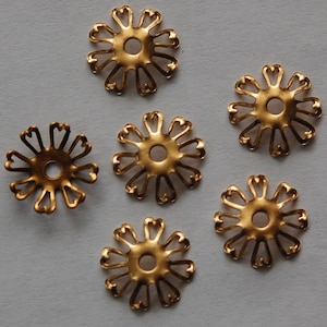 Raw Brass Open Petal Bead Cap Spacer (6) mtl353A