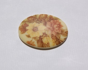 Vintage Floral and Pinecones Cabochon 40x30mm cab378K