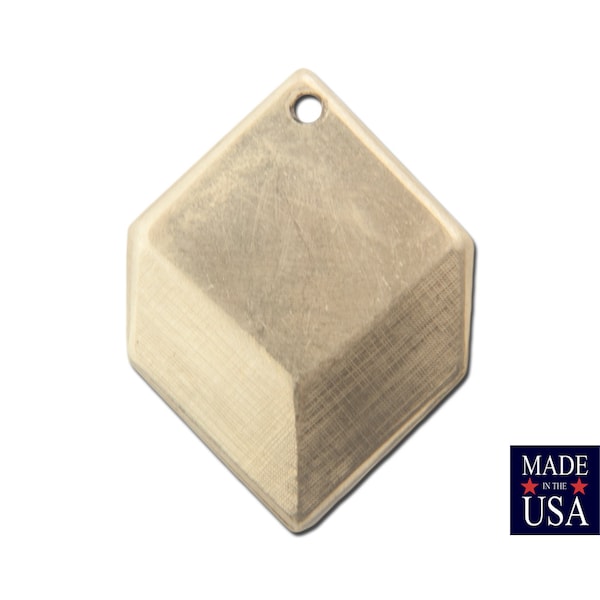 1 Hole Raw Brass Geometric Square Charms Drops (6) mtl076A