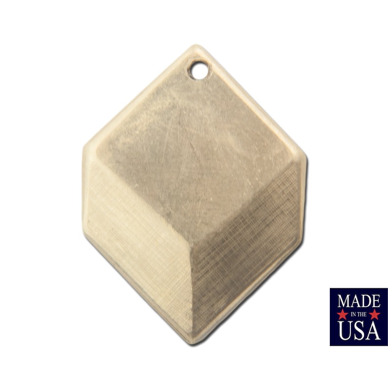 1 Hole Raw Brass Geometric Square Charms Drops 6 mtl076A image 1