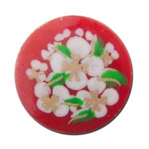 Vintage Red with White Flowers Cabochons Japan 13mm cab380